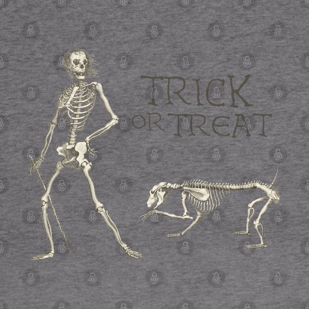 Friendly Halloween Skeleton: Trick or treat (dark text) by Ofeefee